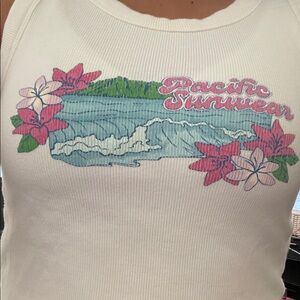 PacSun Cropped White Tank Top Y2K Hawaii Beach vibes